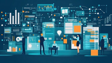 Big Data Ecosystem Integration, Illustrate big data ecosystem integration with an image showing data engineers integrating various data sources, such as databases, streams, and APIs, AI