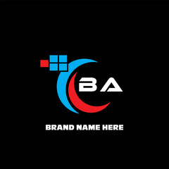 BA letter logo modern logo design on black color background
