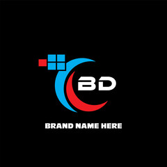 BD letter logo modern logo design on black color background
