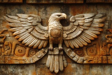 Aztec Eagle: Ancient Symbol of Mayan Bird Gods and Deity in South American Mystic Glyphs