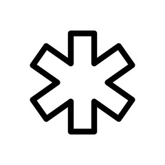 Medical star icon in black and outline style