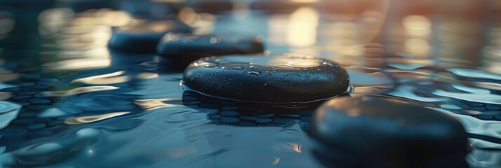Close-up of a hot stone therapy session in a tranquil spa setting