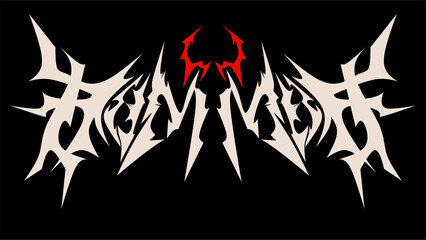 Dominate text typography hardcore gothic style. Dark lettering design vector illustration