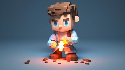 Healer game 3d pixel cartoon