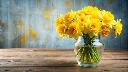 Vibrant yellow flowers in a glass vase, perfect for spring decor, flower, vase, bouquet, nature, blossom, plant, yellow