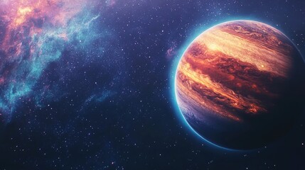 Obraz premium Cosmic Artwork: Planetary Alignment with Jupiter Moon in Space