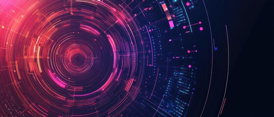 Obraz premium Abstract Digital Art with Glowing Circles and Lines