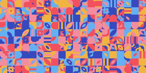 Flat design color blocking pattern design