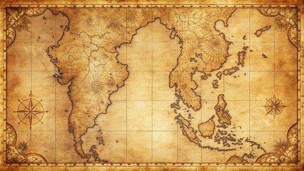 Obraz premium Vintage map of Thailand with intricate details and decorative elements, antique, map, Thailand, vintage, historic