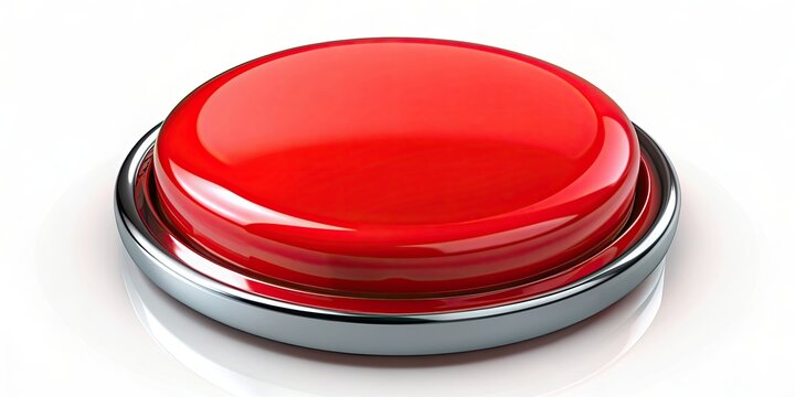 Vibrant red button with shiny finish, Red, button, vibrant, shiny, isolated, object, technology, digital, design, control, interface, push
