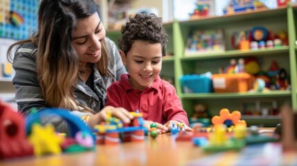 The teacher and child playing