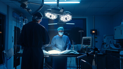 Doctors Performing Surgery in Advanced Operating Room