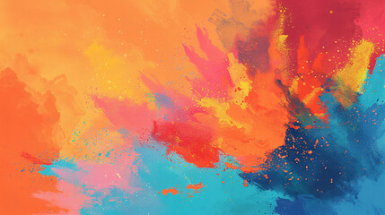 Abstract Splashes of Color: A Vibrant and Expressive Painting for Indian Holi Festival