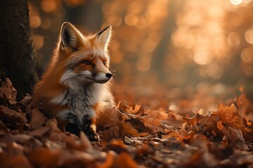 a fox at a forest floor