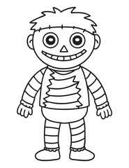 Halloween Zombie Costume, Halloween Coloring Page, Zombie line art