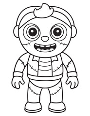 Halloween Zombie Costume, Halloween Coloring Page, Zombie line art
