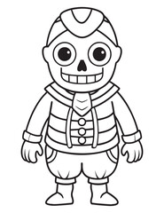 Halloween Zombie Costume, Halloween Coloring Page, Zombie line art
