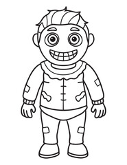 Halloween Zombie Costume, Halloween Coloring Page, Zombie line art