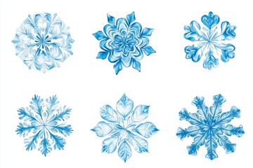 Snowflake vector image with light blue color set , white background