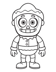 Halloween Zombie Costume, Halloween Coloring Page, Zombie line art