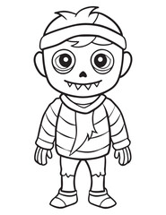 Halloween Zombie Costume, Halloween Coloring Page, Zombie line art