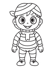 Halloween Zombie Costume, Halloween Coloring Page, Zombie line art