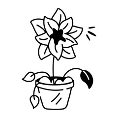 A sketchy icon of flower pot 