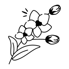 Gladiolus stem icon in sketchy style 