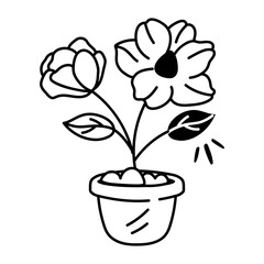 A drawing style icon of anemone flowers 