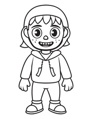 Halloween Zombie Costume, Halloween Coloring Page, Zombie line art