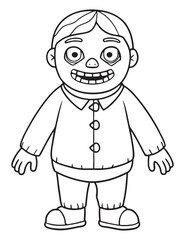 Halloween Zombie Costume, Halloween Coloring Page, Zombie line art