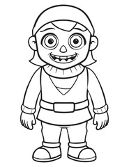Halloween Zombie Costume, Halloween Coloring Page, Zombie line art