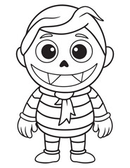 Halloween Zombie Costume, Halloween Coloring Page, Zombie line art