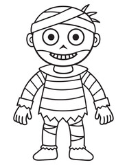 Halloween Zombie Costume, Halloween Coloring Page, Zombie line art