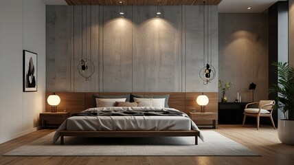 Modern Interior With Bright Wall, Living room, Bed room, kitchen, House Plants