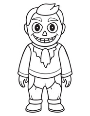 Halloween Zombie Costume, Halloween Coloring Page, Zombie line art