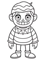 Halloween Zombie Costume, Halloween Coloring Page, Zombie line art