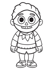 Halloween Zombie Costume, Halloween Coloring Page, Zombie line art