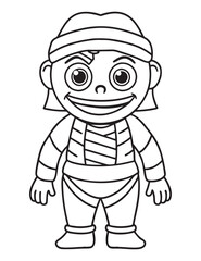 Halloween Zombie Costume, Halloween Coloring Page, Zombie line art