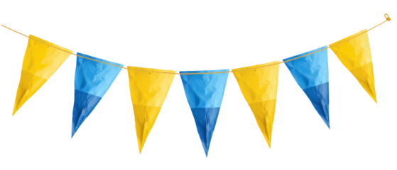 Buntings with ukraine flag over transparent