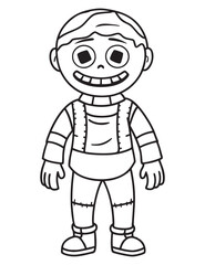 Halloween Zombie Costume, Halloween Coloring Page, Zombie line art