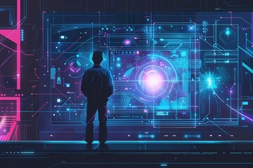 Naklejka premium A Quantum computer quit network latest computer technology