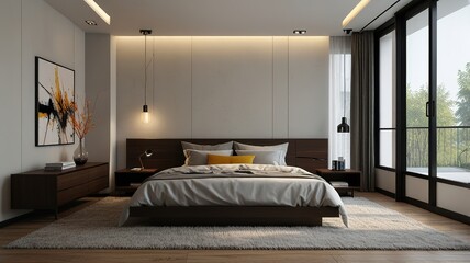 Modern Interior With Bright Wall, Living room, Bed room, kitchen, House Plants