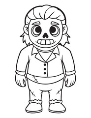 Halloween Zombie Costume, Halloween Coloring Page, Zombie line art