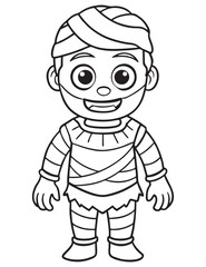 Halloween Zombie Costume, Halloween Coloring Page, Zombie line art