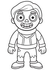 Zombie Costume in halloween , Halloween line art, Black and white