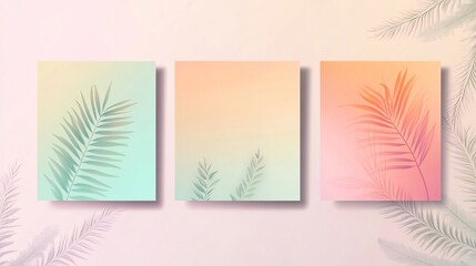 Abstract Colorful Wave Art Prints in Pastel Tones on Wall