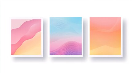 Naklejka premium Abstract Colorful Wave Art Prints in Pastel Tones on Wall