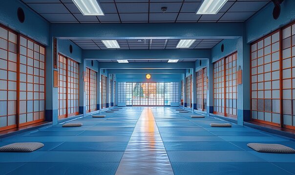 training mats,martial arts in dojo.