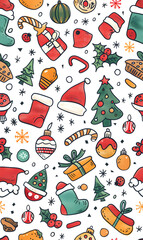 New Year and Christmas 2d cartoon or graphic advertising background, Seamless pattern